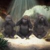 Three Wise Gorillas 13cm Apes & Primates Statues Small (Under 15cm)