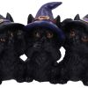 Three Wise Black Cats 11.5cm Cats Gifts Under £100