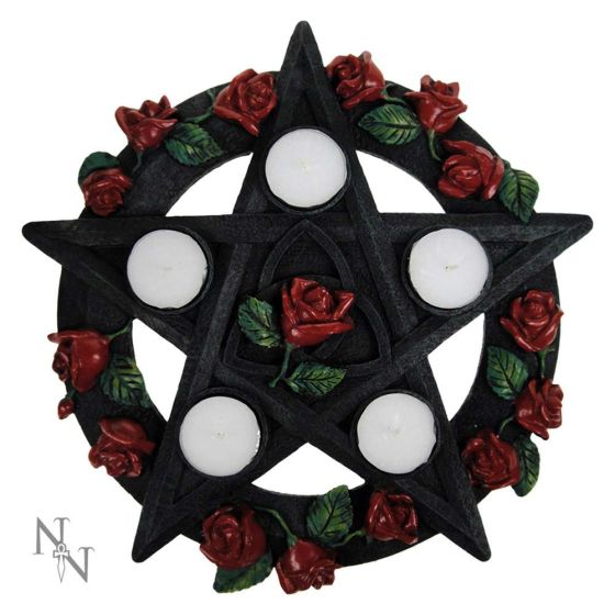 Pentagram Rose Tealight Holder 29.5cm Witchcraft & Wiccan Wiccan & Witchcraft