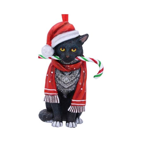 Candy Cane Cat Hanging Ornament (LP) 9cm Cats Gifts Under £100
