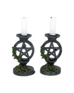 Aged Pentagram Candlesticks 13.4cm Witchcraft & Wiccan Back in Stock