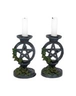 Aged Pentagram Candlesticks 13.4cm Witchcraft & Wiccan April Flash Sale Day 3