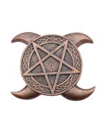 Triple Moon Pentacle Incense Burner 15.5cm Maiden, Mother, Crone Sale Additions